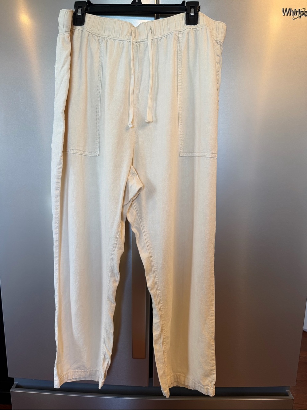 Anthropologie Pilcro linen blend cream colored wide leg pants.